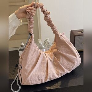 Lavender Ruched Handle Women's Pleated Boho Bag In Pink